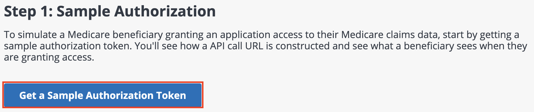 Get a Sample Authorization button